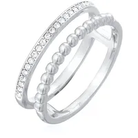 Elli Ring Damen Statement Zweireihig Kugel Silberfarben mit Kristallen