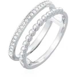Elli Ring Damen Statement Zweireihig Kugel Silberfarben mit Kristallen