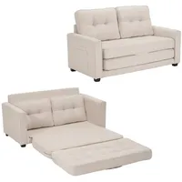 Merax Schlafsofa 3-in-1 Klappbares Couch, Bettsofa, Sofa mit Schlaffunktion, 2-Sitzer, Bodensofa, Liegefläche 127x169cm beige