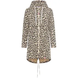 Zwillingsherz Jerseymantel "Leo Dream", Damen, Gr. L/XL (L/XL), beige, Sweatware, Obermaterial: 50% Baumwolle, 50% Polyester, comfort fit ca. Mitte Oberschenkel, V-Ausschnitt, Mäntel, mit Allover Leo Look mit Taschen