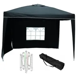 Lex Alu Pavillon Faltpavillon 3x3m Gartenpavillon Gartenzelt Partyzelt Wasserdicht Schwarz : Schwarz