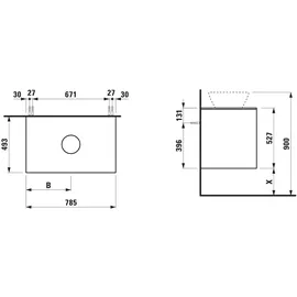 Laufen Waschtischunterschrank 1 Ausschnitt mittig 78,5 x 49,5 x 52,5 cm Verkehrsgrau