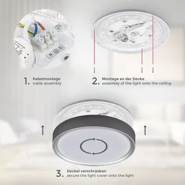 B.K.Licht - LED Deckenlampe mit neutralweißer Lichtfarbe, 12 Watt, 1200 Lumen, LED Deckenleuchte, Lampe, Wohnzimmerlampe, Schlafzimmerlampe, Küchenlampe, Deckenbeleuchtung, 25x5,2 cm, Silberfarbig