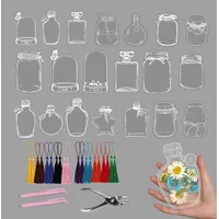 Lesezeichen mit getrockneten Blumen, transparentes Blumen-Lesezeichen mit Quasten, Pinzette, Lochstanzer, handgefertigt, personalisierbar, zum Basteln, Dekorationen, Basteln, 80 Stück