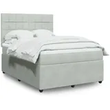 vidaXL Boxspringbett mit Matratze Hellgrau 160x200 cm Samt