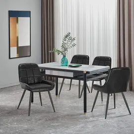 Woltu Esszimmerstuhl Kunstleder schwarz 4er Set