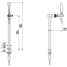 BieTal Schanksäule Zapfsäule BieTal® Slim Bierschanksäule Edelstahl matt 1-leitig
