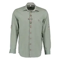 OS Trachten Trachtenhemd Olore Langarmhemd mit Edelweiß-Stickerei auf der Knopfleiste grün 37/38