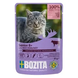 BOZITA Nassfutter Katze Senior 8+ Häppchen in Soße 12x85 g Rind