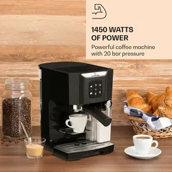 Klarstein BellaVita Kaffeemaschine 3-in-1 1450 W 20 Bar Milchschäumer Schwarz-Metallic