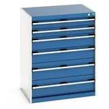 bott cubio Schubladenschrank, Schubladen 2x100 + 2x150 x 2x200 mm, TK je 75 kg, Breite 800 mm, enzianblau
