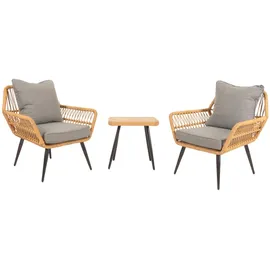 MCW Poly-Rattan Garnitur 7-tlg. Dunkelgrau