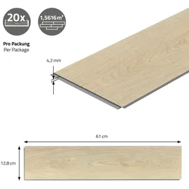 ML-Design Click Vinylboden, Fischgrät Eiche Natur, Braun, Holzoptik, wasserfest, Belastungsklasse 34