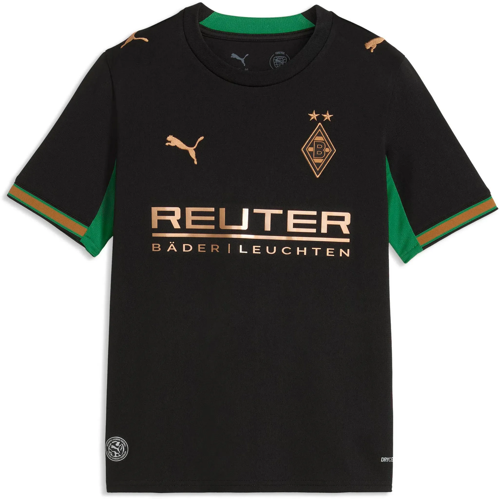 PUMA Borussia Mönchengladbach 26-27 Auswärts Teamtrikot Kinder in puma black-archive green, Größe 164 - schwarz