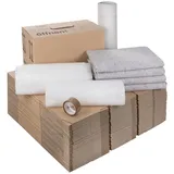 Umzugskomplettpaket 2 bis 3 Zimmer-Wohnung 75 m2 (40 x Umzugskarton 2 x Luftpolsterfolie 1 kg Seidenpapier 1 x Klebeband 4 x Möbelpackdecke) SET BB-Ve