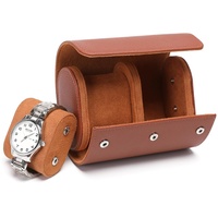 Editbar Uhrenbox mit 2 Fächern, Uhrengehäuse Uhrenbox Organizer für Herren, Reisebox, Uhren Aufbewahrung mit Herausnehmbaren Uhrenkissen, Premium Luxus Pu Travel Watch Case für Ihre Liebsten (Braun)