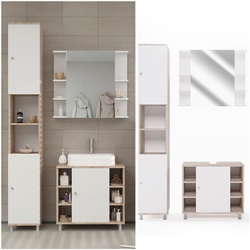 Vicco Badmöbel Set Fynn Badezimmer Spiegel Kommode Unterschrank  Sonoma