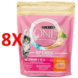 8 X Purina One Cat Junior 1-12 Monate Huhn & Vollkorn Beutel 800 Gramm