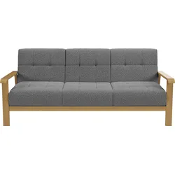 3-Sitzer SIT & MORE "Billund", grau (gray), B:199cm H:88cm T:106cm, 100% Polyester, Sofas, Armlehnen aus eichefarbigem Buchenholz, verschiedene Bezüge und Farben