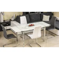 Esstisch Küchentisch Glastisch 120-180x80x76cm weiß ausziehbar 86189998