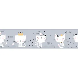 A.S. Création Meow Cats Bordüre 16 cm 155 m grau 403742