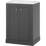 Home Affaire Waschtisch HOME AFFAIRE "WESTMINSTER, Waschbeckenunterschrank inkl. Waschbecken, Metallgriffe", grau (grau dunkel), B:60cm H:86cm T:46cm, Waschtische, Waschtisch, in 2 Farben verfügbar, mit Stauraum, Breite 60 cm