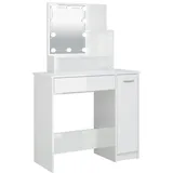 vidaXL Schminktisch mit LED Hochglanz-Weiß 86,5x35x136 cm