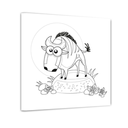 Bilderdepot24 Wandbild, Gnu - Ausmalbild 50 cm x 50 cm