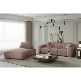 Fun Möbel Sofa Set 2-teilig Sezlong und 3-Sitzer CELES, in Stoff Scala Rose