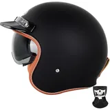 GKCEGHKS Halbschalenhelm Moped Helm Retro Chopper Helm Halbhelme Motorradhelm Jet-Helm Mit Fahrradbrille Fahrradvisier Mit ECE Genehmigt Cruiser Chopper Scooter Helm