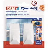 Tesa Selbstklebehaken Kunststoff 2 Stück mit 4 x Powerstrips Large