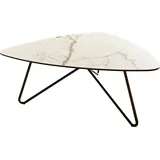 DeLife Wohnzimmertisch Ekrem Keramik Calacatta Luxe Weiß-Gold-Grau 88x85 cm Hairpin rund Metall Effektfinish Titan