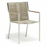 INKOSPOR Stapelsessel Varuna Edelstahl/Kordel/Teak 56x58x85 cm Stapelstuhl