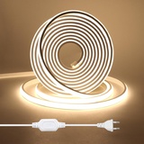 Wisada COB LED Streifen 20M,220V Naturweiß 4000K CRI≥90 Helligkeit Hohe Neon LED Band, Lumineszenz Linear Hohe Dichte 288LEDs/M Wasserdichte LED Lichter für Schrank Wohnzimmer Schlafzimmer,Weihnachten
