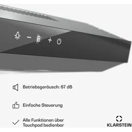 Klarstein Dunstabzugshaube 60cm, Abluft-Dunstabzugshaube, Dunstabzug mit Filter Spülmaschinenfest, LEDs & Touch-Bedienfeld, Leise Abzugshaube mit 175 m3/h Abluftleistung SenseControl integrierte Touch-Steuerung Edelstahl Acrylglasfront