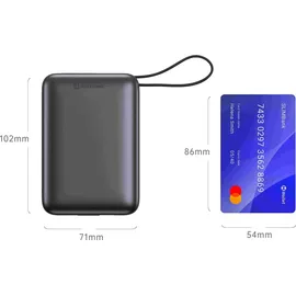 Swissten 20000 mAh mit integriertem USB-C und Lightning Kabel space silber