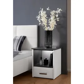 Westfalia Schlafkomfort Nachtkonsole "Brilon", schwarz-weiß (weiß, schieferoptik anthrazit), B:45cm H:53cm T:45cm, Holzwerkstoff, WESTFALIA SCHLAFKOMFORT, Sideboards, Nachtkonsole, wahlweise mit indirekter LED-Beleuchtung