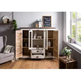 Massivmoebel24 Highboard Mango 160x45x142 weiß lackiert TOULOUSE #115