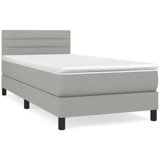 vidaXL Boxspringbett mit Matratze Hellgrau 100x200 cm Stoff