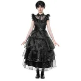 Maskworld Hexen-Kostüm Wednesday Ballkleid Kostüm, Umwerfendes, schwarzes Kleid für faszinierende Tanzeinlagen bei Schul schwarz S