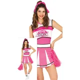 FIESTAS GUIRCA Pink Cheerleader Babe Karnevalskostüm Damen – Amerikanische Cheerleader Uniform mit kurzen Ärmeln für Damen – Cheerleaderin Faschingskostüm Erwachsene Damen Größe L