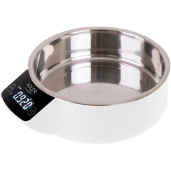 Adler AD 3166 Digitale Küchenwaage Abnehmbare Schale, Schale 900ml, Edelstahl, Messflüssigkeiten, Genauigkeit 1g, Weiß