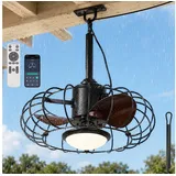 Lapamax Deckenventilator IP65 Wasserdicht Outdoor Deckenventilator mit Beleuchtung für Außen, Dimmbar+3 Farbtemperaturen, 6 Geschwindigkeitsstufen für Terrassen schwarz