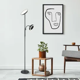 GLOBO LED Deckenfluter Touchdimmer Ventilator, Metall, H 178 cm