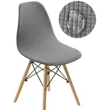 Chickwin Samt Jacquard Stuhlhussen Skandinavischen Stuhl, Stuhlhussen Schalenstuhl 1 2 4 6er Set Stretch Stuhlbezug Elastisch Universal Esszimmerstühle Bezug (2 Stück,Grau)