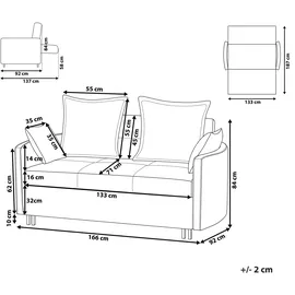 Beliani Schlafsofa Stoff 2-Sitzer Braun