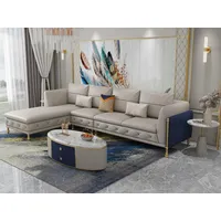 Xlmoebel Ecksofa Hochwertiges Wohnzimmer Ecksofa in Leder mit Polsterung, Hergestellt in Europa beige
