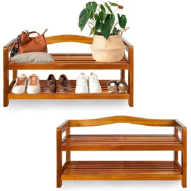 CASARIA Schuhregal 2er-Set Akazienholz 2 Etagen