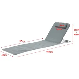 [en.casa] Cellorigo Strandliege 160 x 49 x 42 cm Dunkelgrau