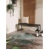 benuta Nest Teppich Cleo - Kunstfaser - Outdoor geeignet - Rund & im Style: Botanicals & Florals - Pflegeleicht für Wohnzimmer Schlafzimmer, Blau, ø 120 cm rund
